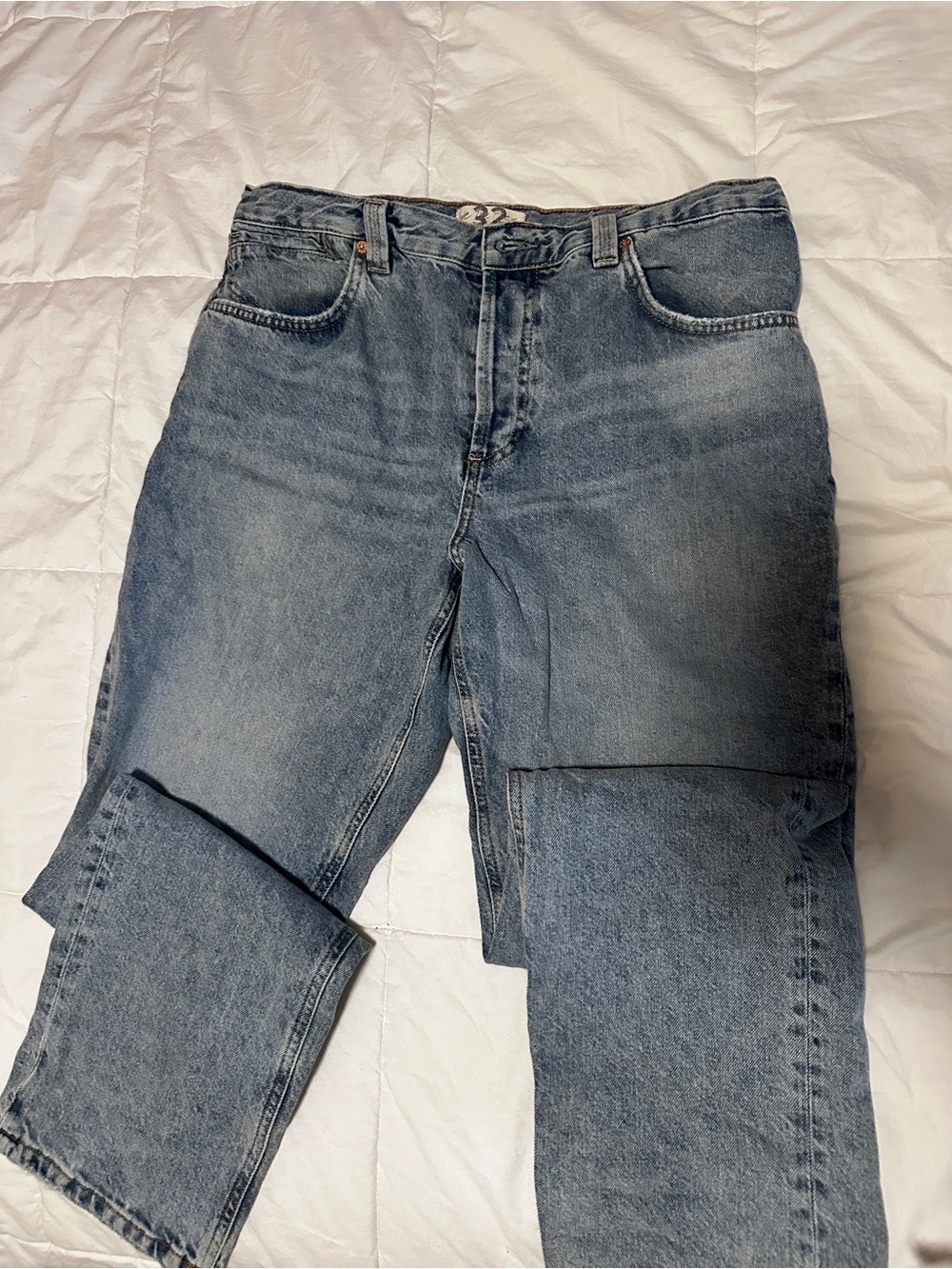We The Free Women's Straight Leg Light Blue Denim Jeans- Crvy